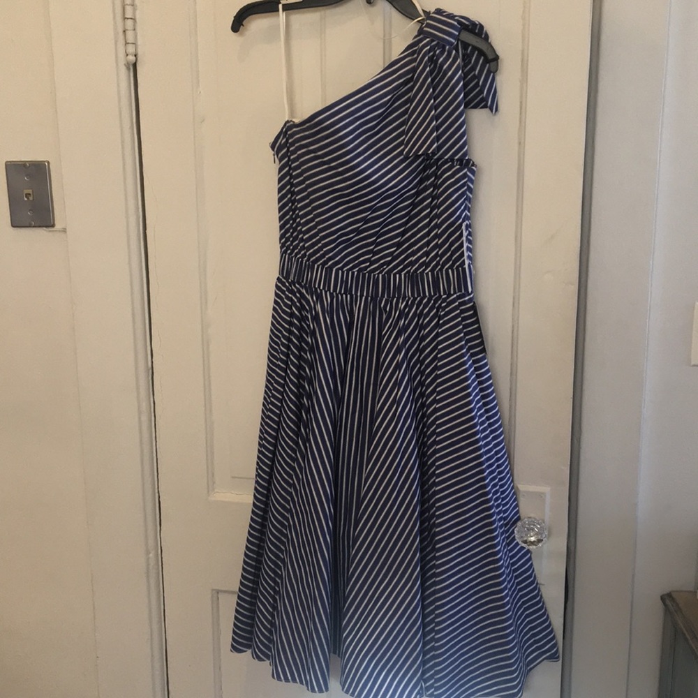Eliza J Striped One Shoulder Dress